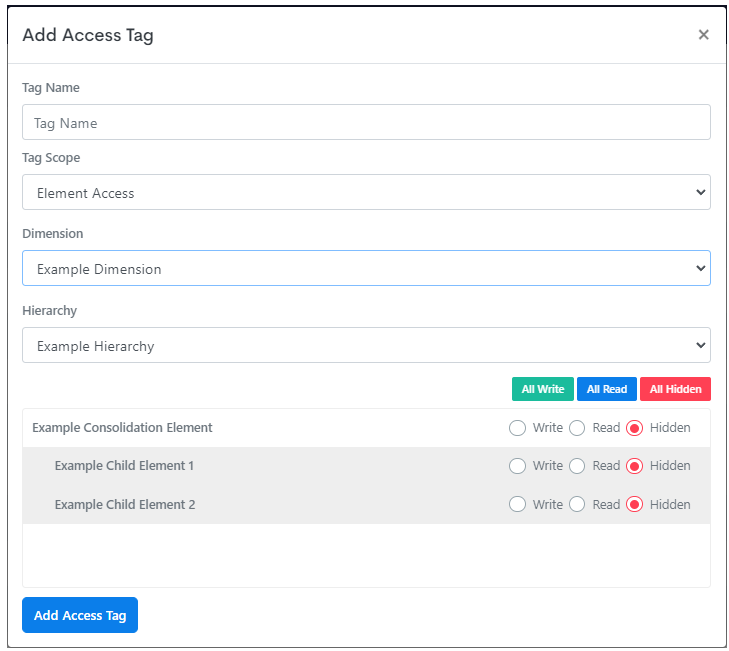 Add Dimension Access Tag
