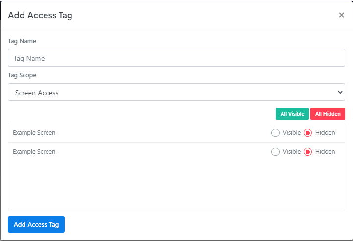 Add Screen Access Tag