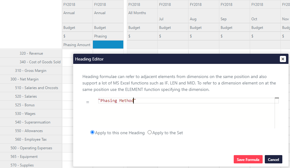 Heading Editor Phasing Method