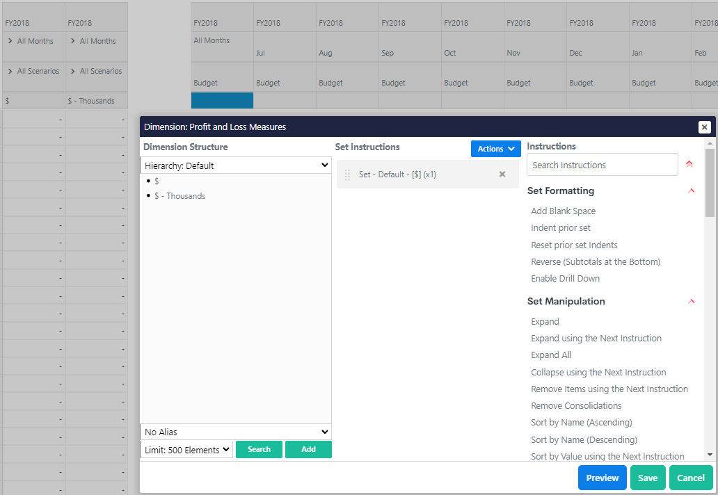 Remove existing set instruction and choosing $