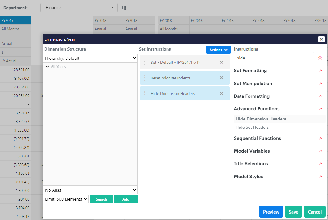 Hide Dimension Headers