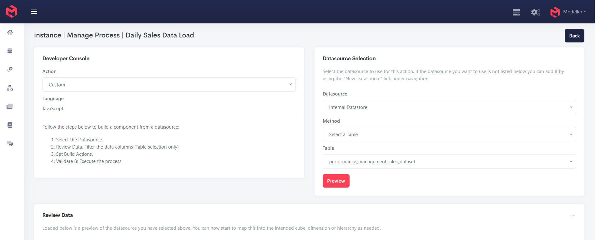 Process Datasource Selection