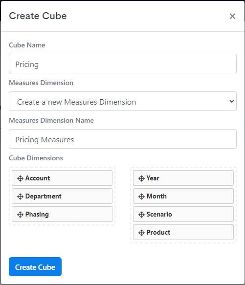 Creating Pricing Cube Window
