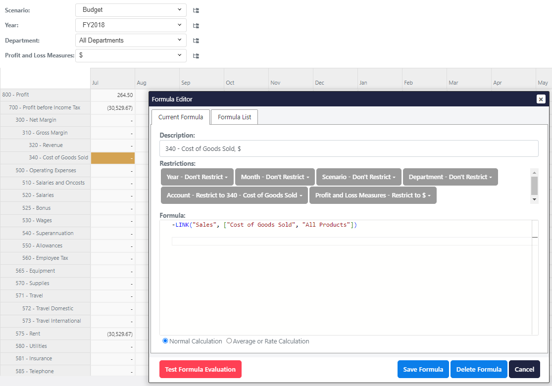 Linking Cost of Goods Sold