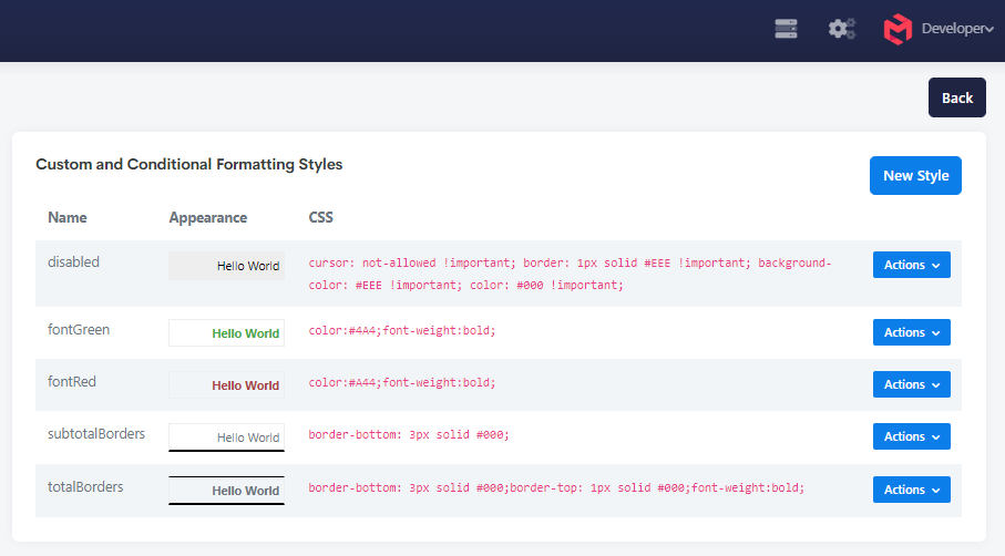 Manage Model New Styles