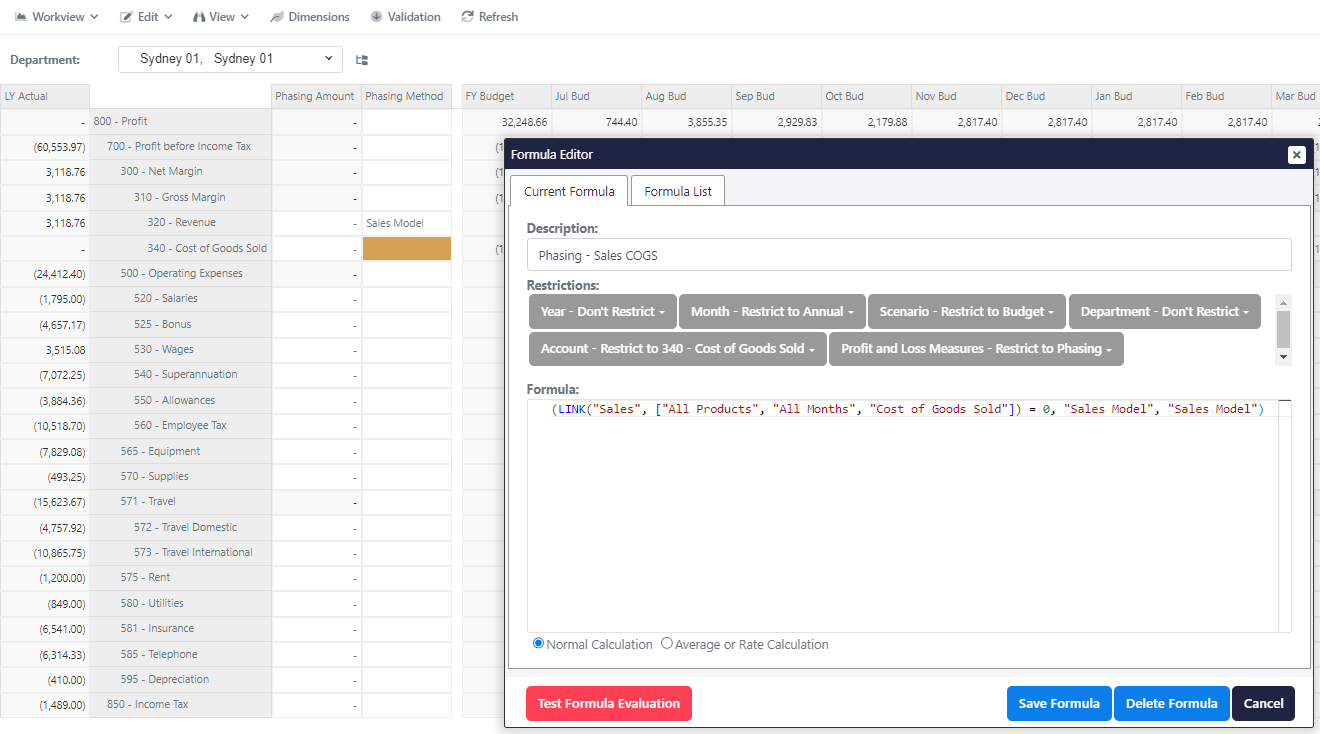 Phasing Method for Cost of Goods Sold