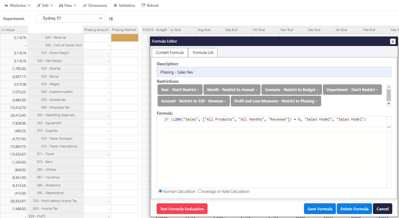 Phasing Method for Revenue