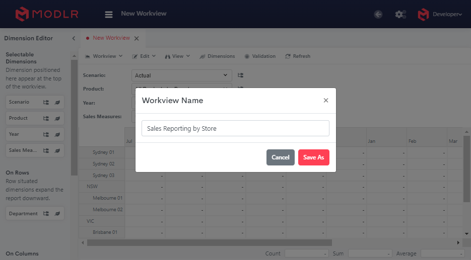Sales Reporting by Store