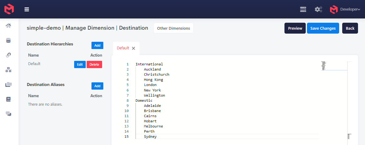 Creating a Destination Dimension