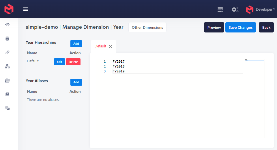 Year Dimension Hierarchy